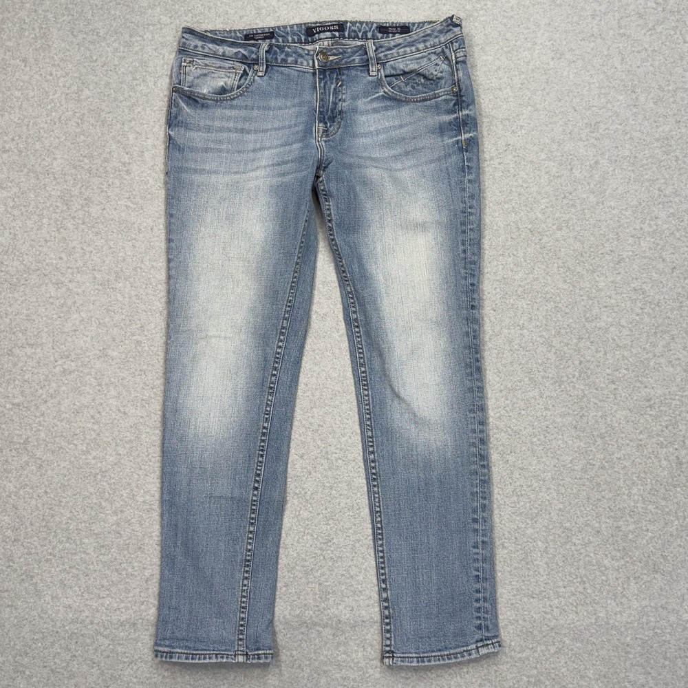 VIGOSS Jeans Womens 30 Blue Thompson‎ Tomboy Straight Mid Stretch Denim 34x29